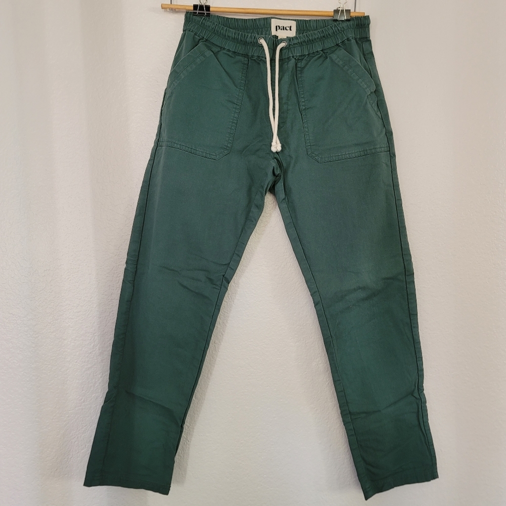 PACT Organic Cotton woven roll-up pants, S, green